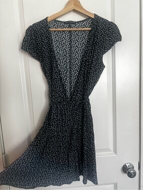 Brandy Melville Navy Floral Wrap Mini Dress